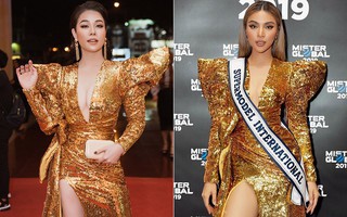 Kém 12cm chiều cao, Nhật Kim Anh cũng chẳng kém đẹp so với Siêu mẫu quốc tế Khả Trang khi cùng diện đầm lộng lẫy