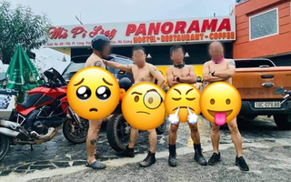 Xôn xao hình ảnh nhóm đàn ông khỏa thân 95%, điều khiển xe phân khối lớn "tự sướng" trước khách sạn Panorama đèo Mã Pí Lèng
