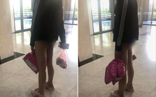 Sốc với cô gái không mặc quần đứng đợi thang máy, lộ nguyên cả vòng 3