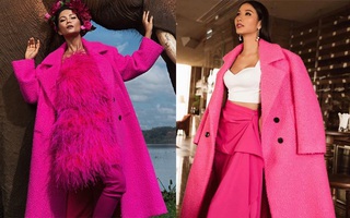 Hoàng Thùy diện đồ màu hồng chóe ngày đầu thi Miss Universe 2019, lấy hên bằng cách diện lại áo của H'Hen Niê 