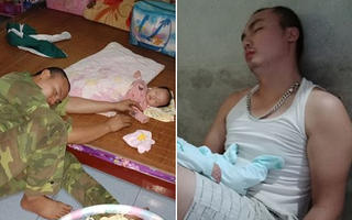 Anh chồng ngủ gục vì quá mệt khi thức chăm con cho vợ nghỉ ngơi khiến chị em ghen tị vì “của hiếm” không phải ai cũng có