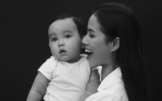 Phạm Hương công khai ảnh cận mặt con trai, có vẻ như cậu bé sở hữu đường nét của bố?