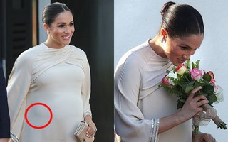 Meghan bị soi khoảnh khắc "cướp" hoa của chồng, coi Hoàng tử Harry như tùy tùng và lộ vòng bụng bất thường
