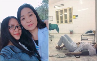 Bức ảnh con gái chụp mẹ là bác sĩ sản khoa bị ngất nằm truyền nước dưới đất sau ca mổ khiến dân mạng cay mắt