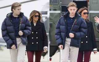 Xuất hiện lạnh lùng, không một nụ cười, quý tử nhà Trump vẫn gây sốt bởi vẻ ngoài hút hồn, nổi trội hơn cả bố mẹ với chiều cao gây choáng