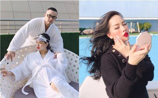 Chị dâu Bảo Thy ôm bụng bầu tình tứ bên ông xã, nhưng bức ảnh trang điểm bên bể bơi mới hút sự chú ý