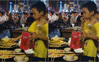 Rớt nước mắt hình ảnh cậu bé nhặt nhạnh chút đồ thừa trên bàn rồi ăn ngấu nghiến để lấp đầy chiếc bụng đói giữa phố Sài Gòn