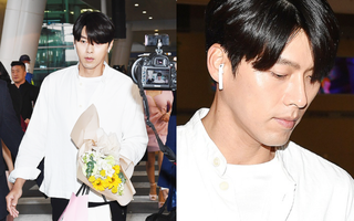Hyun Bin mặc đồ giản dị ra sân bay mà tựa tổng tài và chiếc mũi thì sắc như muốn "đòi mạng" chị em
