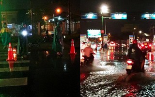 Mưa lớn kèm sấm chớp dữ dội, người dân bị té ngã, sợ hãi vì đường trơn và ngập nước