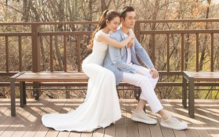 Ảnh cưới đẹp như phim chụp tại Hàn Quốc của Dương Khắc Linh và vợ trẻ kém 13 tuổi