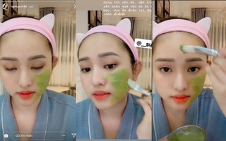 Thúy Vi lạ ghê, đắp mặt nạ khổ qua mà trên mặt "7749 lớp make-up" thế này thì da hấp thụ làm sao?