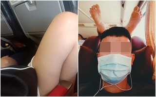 Dân mạng truy lùng chị gái nằm ngủ "banh càng" trên máy bay và chủ nhân đôi chân cắm thẳng trên đầu chàng trai 
