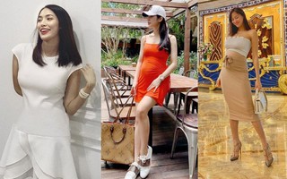Trong khi Lan Khuê mải giấu bụng bầu, 2 người đẹp này lại chẳng ngán "quẩy" đồ bó sát, khoe bụng tròn căng