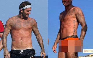 Lọt vào khung hình của chồng danh ca Elton John, David Beckham vô tình lộ vùng nhạy cảm 

