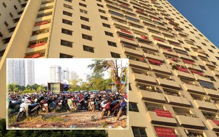 Người dân treo băng rôn đòi sổ hồng ở chung cư "ông Thản", bức xúc chỗ để xe quá tải phải phơi nắng ngoài sân
