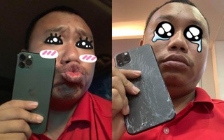 Lúc mua hết mình lúc khoe vỡ màn hình: Khuôn mặt tẽn tò của gã trai khi tuột tay làm rơi iPhone 11 Pro Max 
