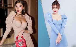 Diện cùng một mẫu váy: Lan Ngọc gợi cảm vừa đủ, nhưng quay sang Kỳ Duyên lại như thể vòng 1 sắp tuôn trào