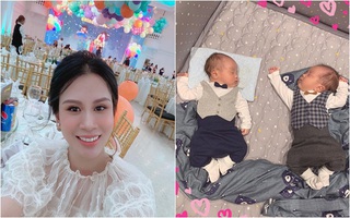Vợ chồng MC Thành Trung làm tiệc đầy tháng hoành tráng đúng chất rich kid cho 2 con trai, lần đầu tiết lộ tên thật cặp sinh đôi