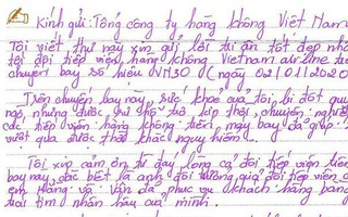 Bức thư của hành khách bị đột quỵ trên máy bay đi TP HCM