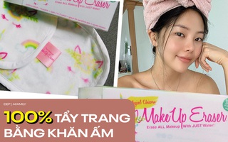 Review nhanh chiếc khăn ma thuật giúp lau sạch lớp trang điểm chỉ với nước ấm 