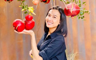 Cận cảnh khu vườn với những trái lựu đỏ rực, căng mọng của hoa hậu Dương Mỹ Linh ở Mỹ