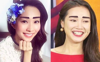 Các sao Việt trông thế nào khi chạy theo mốt lông mày ngang sâu róm 