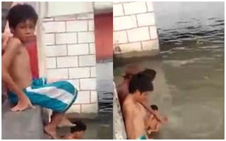 Clip sốc: Cậu bé 12 tuổi chết đuối vì bị bạn bè thách thức bơi sông