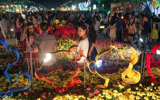 Ngay sau khai mạc, hàng nghìn người đổ về tham quan đường hoa Nguyễn Huệ