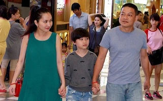 Hình ảnh hạnh phúc của vợ chồng bà bầu Kim Hiền và con trai trong ngày 1/6