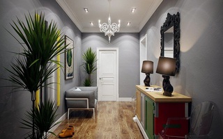 Hành lang gắn gương trang trí đầy ấn tượng