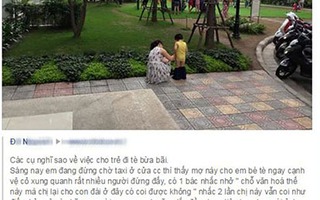 Tranh cãi quanh bức ảnh mẹ hồn nhiên cho em bé đi tè  nơi công cộng