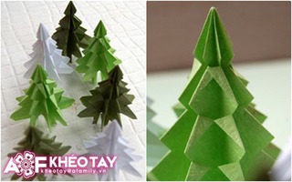 Gấp cây thông Noel phong cách Origami dễ làm mà đẹp 