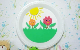 5 bước đơn giản làm bức tranh hoa và mặt trời