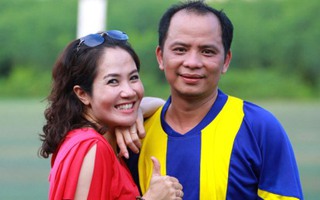 "Eva" Nguyệt Hằng hào hứng cổ vũ chồng đá bóng