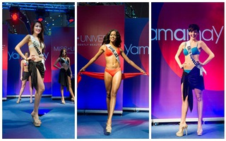 Thí sinh Hoa hậu Hoàn vũ mặc bikini sải bước trên sàn catwalk