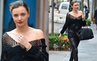 Miranda Kerr "dũng cảm" khoe vai trần giữa thời tiết giá lạnh