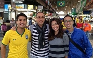 Vợ chồng Tăng Thanh Hà sang Brazil xem World Cup