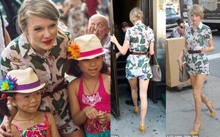 Taylor Swift chân dài miên man với playsuit hoa