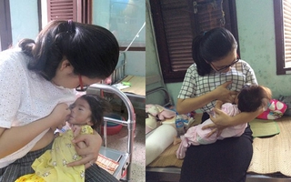 Nghẹn lòng cảnh em bé Lào Cai 14 tháng tuổi chỉ nặng 3,5 kg ngậm chặt bầu sữa các mẹ đến thăm