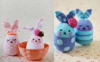 Mẹ làm thỏ bông siêu cute cho bé từ chiếc tất cũ