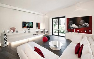 Căn hộ tối giản với hai màu trắng đỏ
