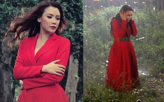 Hồ Quỳnh Hương dầm mưa ướt sũng