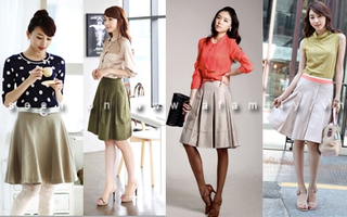 Đa dạng style chân váy chữ A xếp nếp cho nàng công sở 