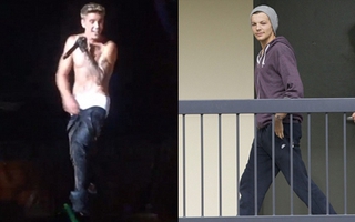 Justin Bieber nhảy đến... tụt quần, One Direction muối mặt vì ngã dập mông