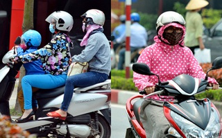 Không khí ô nhiễm, bụi mù trời, người Hà Nội gửi con về quê, ngụy trang kín mít khi ra đường