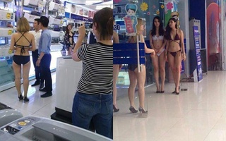 Chiêu mặc bikini khoe thân bán hàng trong siêu thị điện máy bị "ném đá" vì "quá lố"