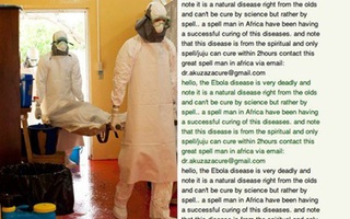 Tung tin có phép thuật diệt virus Ebola để lừa tiền người nhiễm bệnh