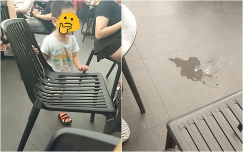 Người mẹ mải chơi điện thoại để mặc con trai đi vệ sinh ra quán trà sữa trước bao người, và hành xử ngay sau đó của người mẹ càng khiến mọi người thêm tức giận