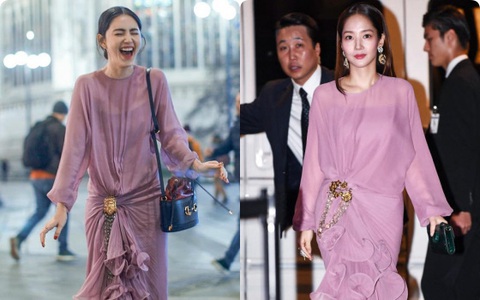 Diện cùng một bộ đầm bánh bèo, Park Min Young tự dìm dáng không thương tiếc, "ma nữ Thái" Davika lại sang chảnh bất ngờ