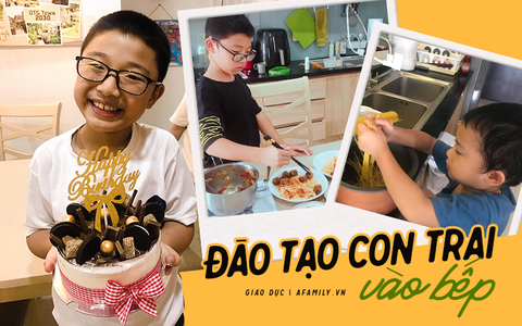 Mẹ Đà Nẵng mách "chiến lược" đưa con trai vào bếp, mới tí tuổi nhưng 2 bé đã biết làm loạt món ăn cầu kì, nhìn mà mê